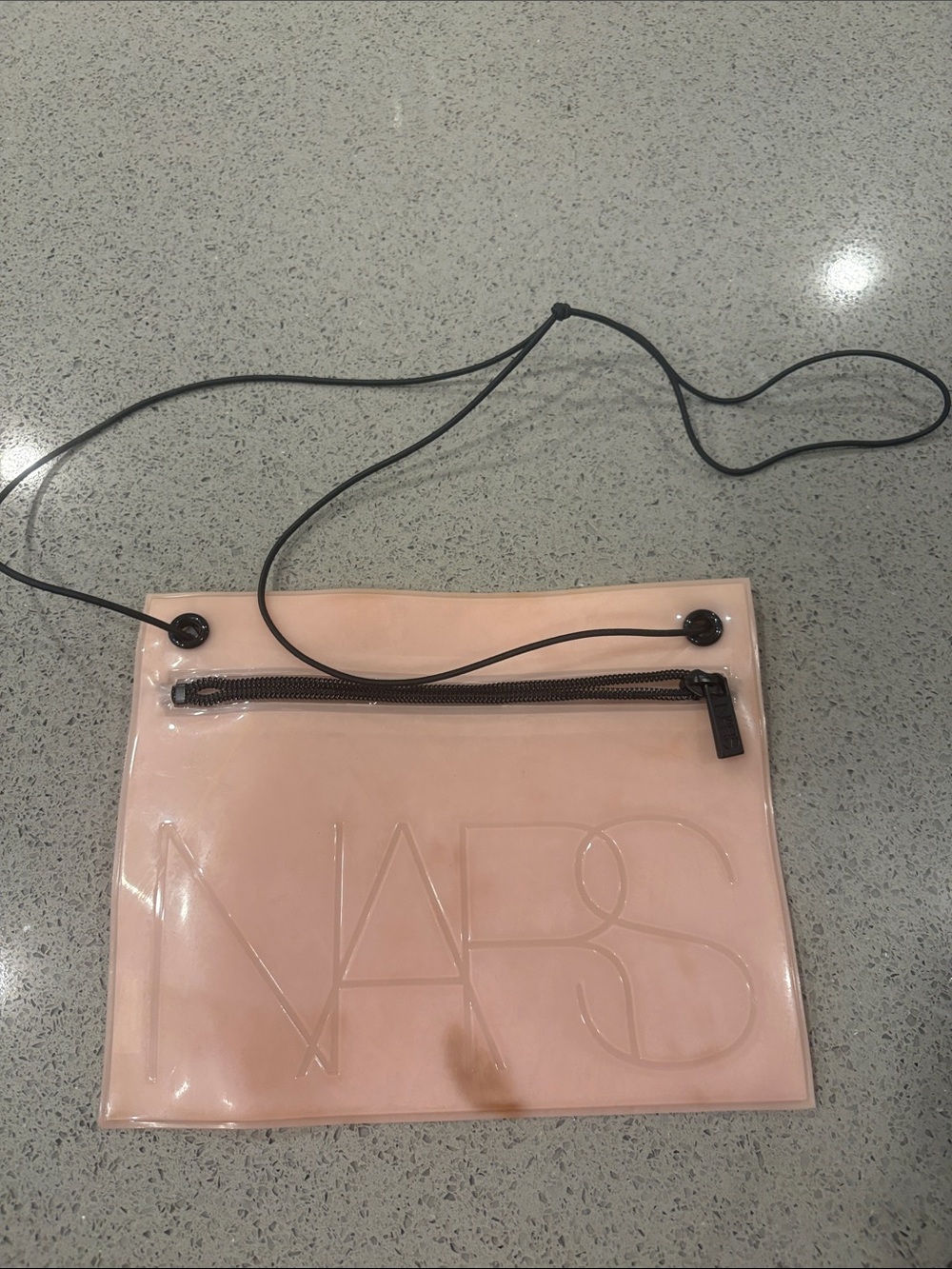 NARS Pale Pink Clear Crossbody Pouch with Black Cord